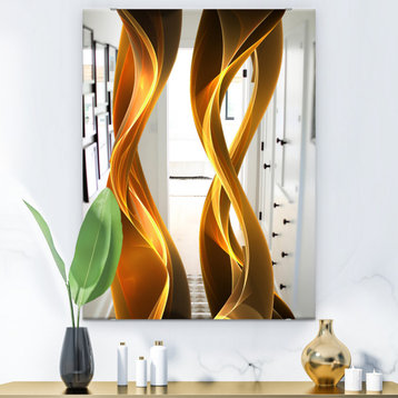 Designart Gold Wave Ii Modern Wall Mirror, 28x40