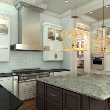 Farmhouse kitchen featuring a ZLINE KECOM Stainless Steel Wall Range Hood