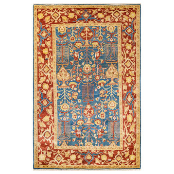 Orion, One-of-a-Kind Hand-Knotted Area Rug, Light Blue, 6'3"x9'4"