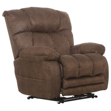 Catnapper Dixon Oversized Power Lay Flat Recliner in Brown Fabric