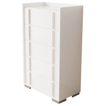 Brooklyn 28" Bedroom 5-Drawer Chest, Glossy White