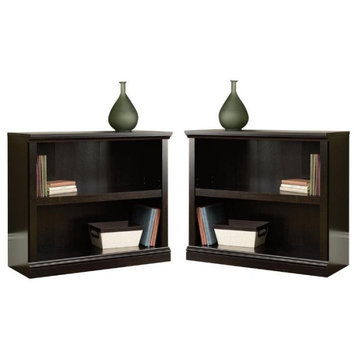 Home Square 2 Shelf Wood Bookcase Set in Estate Black (Set of 2)