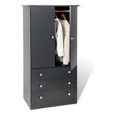 12 Deep Pantry Cabinets | Houzz - Prepac - Black Edenvale 3-Drawer Wardrobe - Pantry Cabinets
