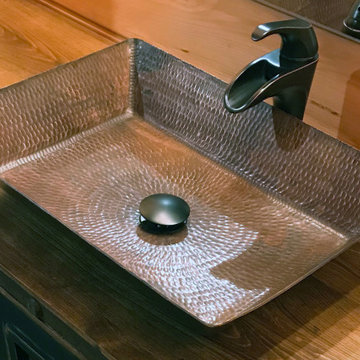 20" Rectangle Vessel Hammered Copper Sink (VREC2014DB)