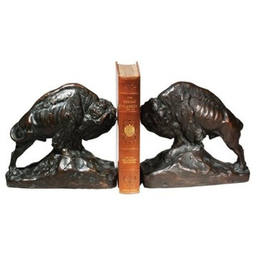 Bookends Bookend AMERICAN WEST Lodge Full Bodied Buffalo King of the