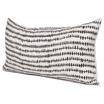 Jenna Cream With Black Print Linen Lumbar Decorative Pillow Cover