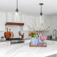 Kit- White Shelves, Grey Pattern Countertops