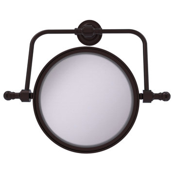 Retro Dot Wall-Mount Make-Up Mirror, 8" Dia, 3X Magnification, Antique Bronze