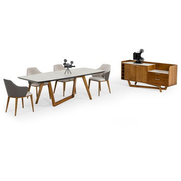 Modrest James Contemporary Walnut and White Dining Table