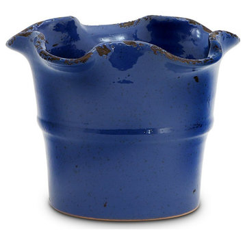 SCAVO GIARDINI-GARDEN Medium Planter Vase With fluted rim AVIATOR DARK BLUE