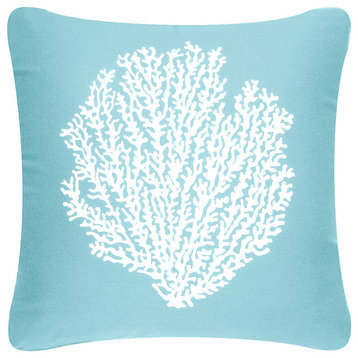 Coral Sea Fan Coastal Throw Pillow Cover, Ocean Blue