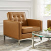 Loft Tufted Upholstered Faux Leather Armchair Eei-3391-Slv-Tan