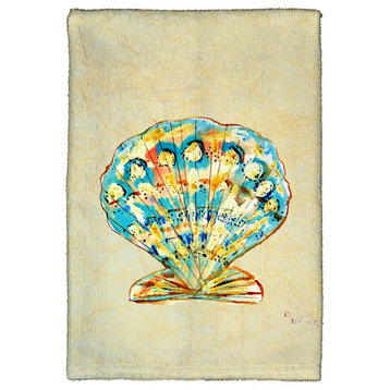 Teal Scallop Shell Kitchen Towel - Two Sets of Two (4 Total)