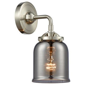 Small Bell 1-Light Sconce, Brushed Satin Nickel, Plated Smoke
