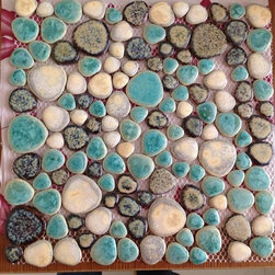 Porcelain Pebble Tile Backsplash Glazed Ceramic Pebbles Mosaic Wall Tiles - Mosaic Tile