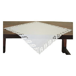 Xia Home Fashions - Laurel Embroidered Cutwork Spring Table Topper, 34"x34" - Tablecloths