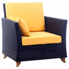 Rattan Arm Chair With Yellow Cushion