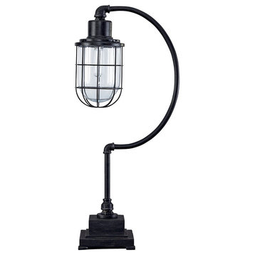 Bowery Hill Metal Desk Lamp in Antique Black