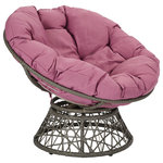 Office Star Products - Papasan Chair, Purple/Gray - 360 swivel function Built-in fabric straps to hold cushion in place Thick padded, button-tufted polyester cushion Metal frame wrapped in a durable resin wicker Dimensions: 37.25 x 37.25 x 29.5� H UPSable