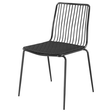 Mona Metal Chair Black Cushion, Metallic Gunmetal (Set Of 2)