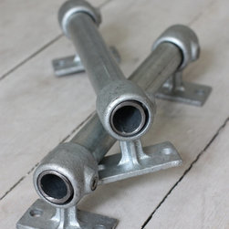 Jeannie Pair of Industrial Galvanised Steel Pipe Door - Door Handles