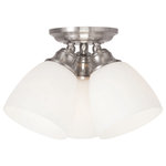 Livex Lighting - Somerville Ceiling Mount, Brushed Nickel - Not quite contemporary, not fully traditional. Intriguing concepts of basic shapes complement a brushed nickel finish and hand blown satin opal white glass.