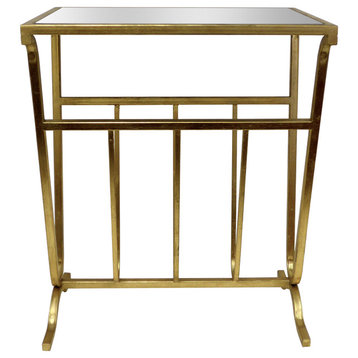 Magazine Table With Mirror Top, Gold