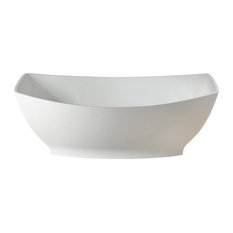 64" Polystone Canoe Free-Standing Bathtub, Matte White, No Faucet
