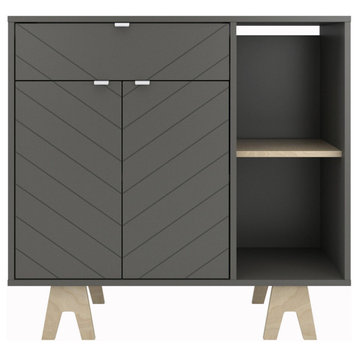 606371 Gossip Sideboard With Accent Doors, Greige/Russian Birch Plywood