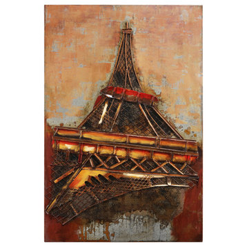 Eiffel Tower Wall Art Primo Mixed Media Hand Painted Iron Wall Sculpture 48x32