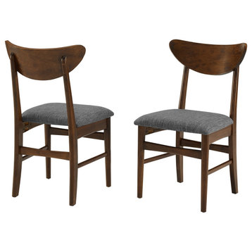Landon 2-Piece Wood Dining Chairs With Upholstered Seat, Mahogany
