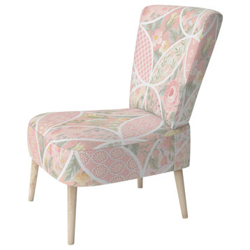 Pink Floral Patchwork Chair, Side Chair