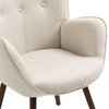 Homycasa Beige Fabric Upholstered Tufted Armrest Wingback Arm Chair