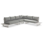 Meridian Furniture - Maldives Grey Water Resistant Fabric Outdoor Patio Modular Sectional - Create your own custom contemporary look on the deck or porch with the addition of this Maldives outdoor patio armless chair. Part of a large collection that lets you mix and match modular pieces to get the look you crave most. This modular sectional has grey water resistant fabric with a base made from white aluminum, so it's sturdy, tough, and ready to face the elements with impeccable beauty, season in and season out. Shop the contemporary pieces in this collection to create the outdoor entertaining area of your dreams.