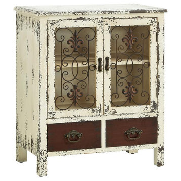 Parcel Antiqued White 2-Door, 2-Drawer Console
