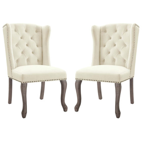 Apprise Side Chair Performance Velvet Set of 2, Ivory