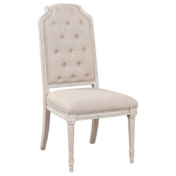 ACME Wynsor Side Chair, Set of 2, Fabric and Antique Champagne
