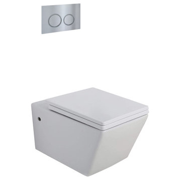 In-Wall Toilet Set, 2"x4" Carrier and Tank, Chrome Round Actuators