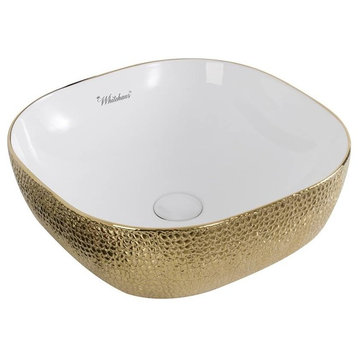 Whitehaus WH71301-F25 Square Basin w/ Embossed Exterior And Smooth Interior