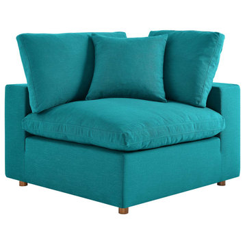 Commix Down Filled Overstuffed 7 Piece Sectional Sofa Set Teal