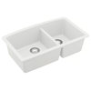 Karran Undermount Quartz 32" 60/40 Double Bowl Kitchen Sink Kit, White