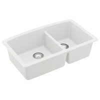 Karran Undermount Quartz 32" 60/40 Double Bowl Kitchen Sink Kit, White