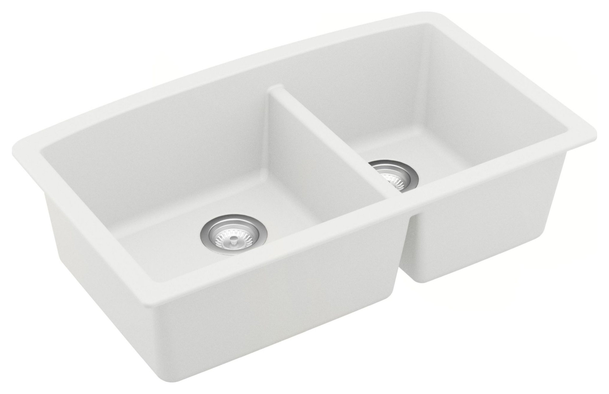 Karran Undermount Quartz 32" 60/40 Double Bowl Kitchen Sink Kit, White