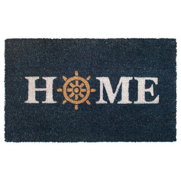 White Machine Tufted Home With Anchor Doormat, 18" x 30"