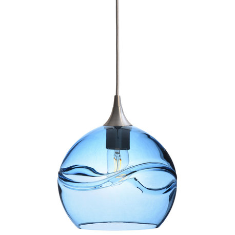 Single Pendant Light, Steel Blue, Brushed Nickel, 4 Watt