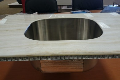 Example of a kitchen design in Miami with a single-bowl sink