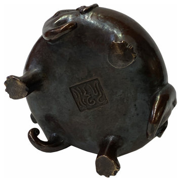 Oriental Brown Finish Metal Incense Burner Elephant Head Accent Hws1580