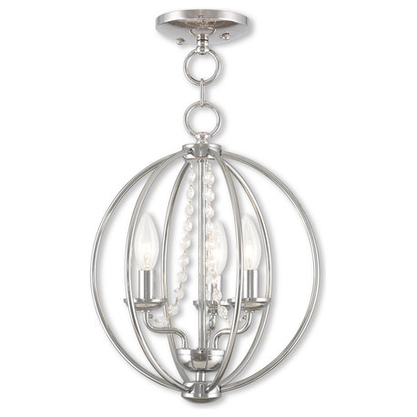 Arabella 3-Light Mini Chandelier/Ceiling Mount, Polished Chrome