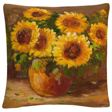 Masters Fine Art 'Sunflowers Still Life' 16"x16" Decorative Throw Pillow