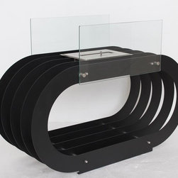 "Hudson Black" Free Standing Ventless Ethanol Fireplace - Indoor Fireplaces